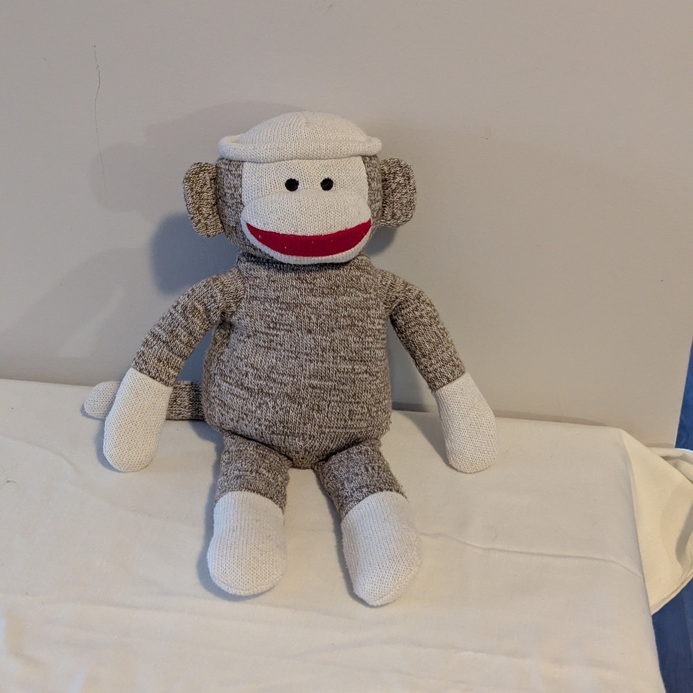 Kohl's Cares. Brown  and White Sock Monkey Plush Toy. 12 Inches. Used Condition.